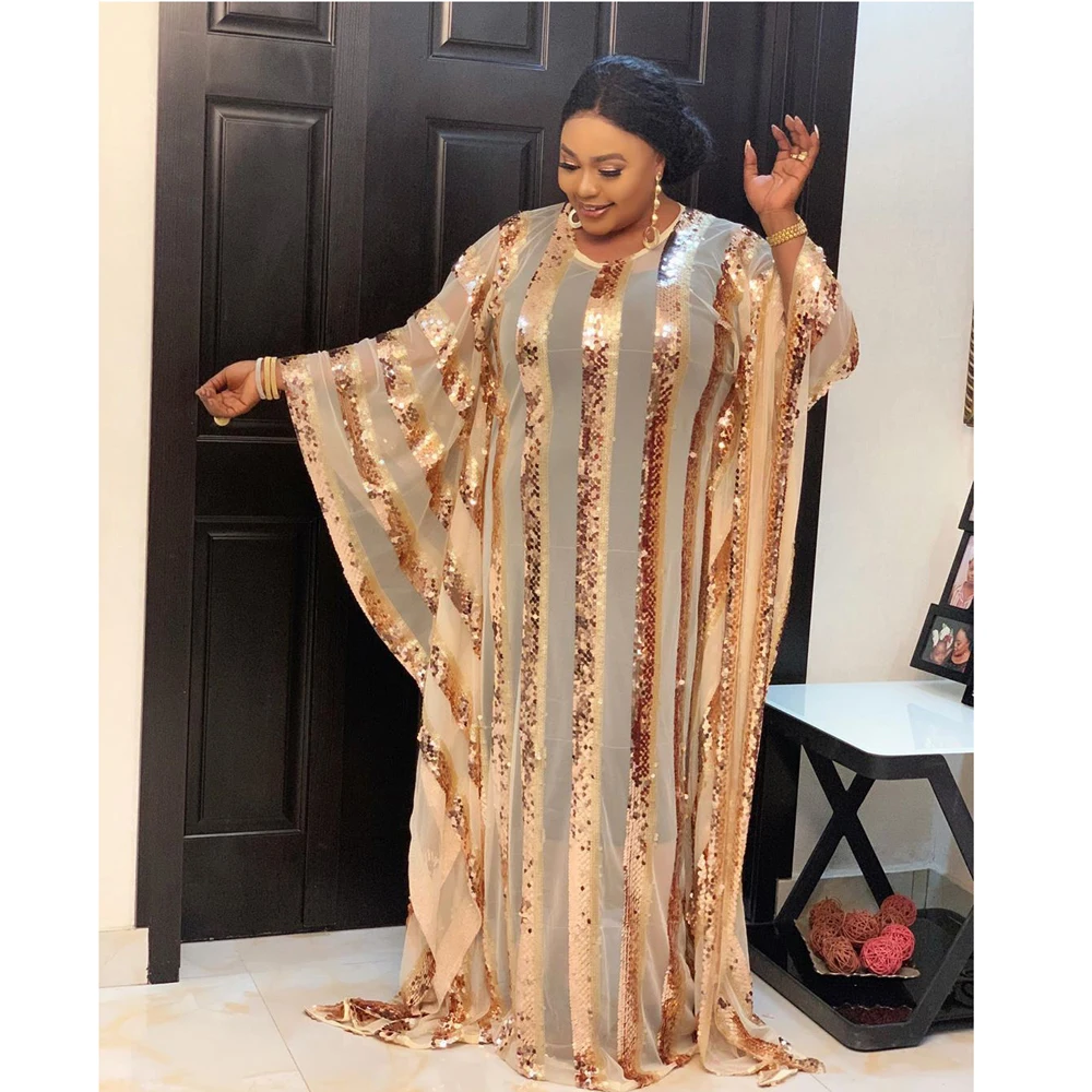 African Dress For Women Sequins Maxi Dashiki Dubai Abaya Turkiesh Kaftan Moroccan Caftan Musim Hijab Dress Gown Africa Clothes (art.: 3920b3c2e5bb7) - 3920b3c2e5bb7