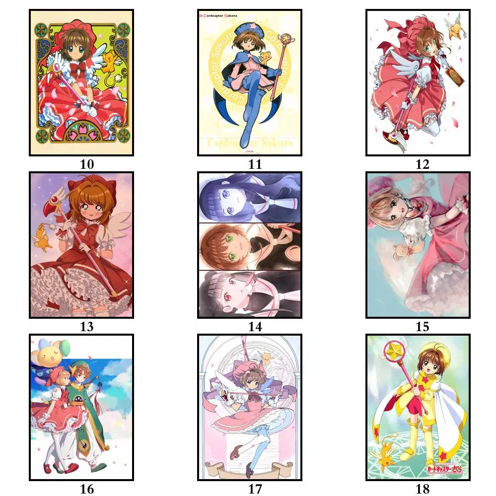 Фото 35 рисунков аниме карточки Captor Sakura Whitepaper постер мультфильм искусство живопись забавная Наклейка на стену для кофейни бар 1 №3