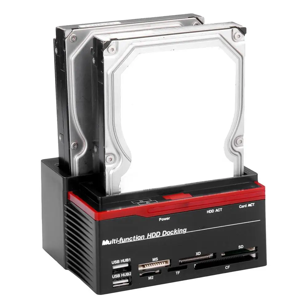 New Multifunction Dual Slot 2.5/3.5inch IDE SATA SDD HDD Docking Station Card Reader