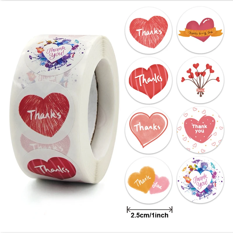 50-500 штук 8 стилей красных наклеек love thank you на свадьбу и День Святого Валентина, деловые этикетки