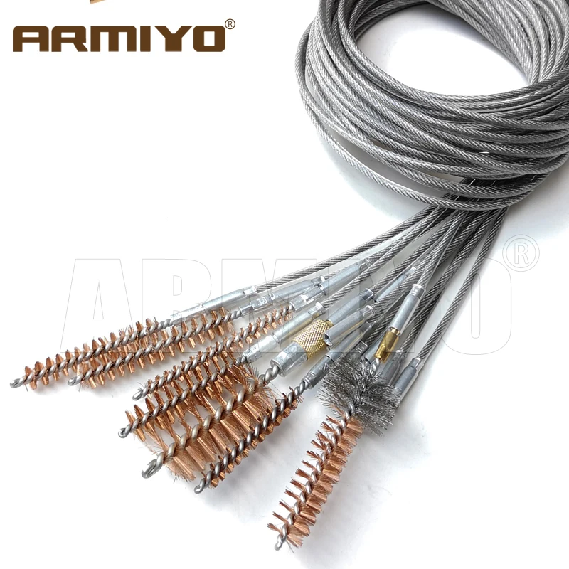 Armiyo New .17Cal 4,5mm .22Cal ~ .45Cal 9mm 12GA чистящее отверстие пистолета ствол пистолета Чистая щетка прочный железный кабель