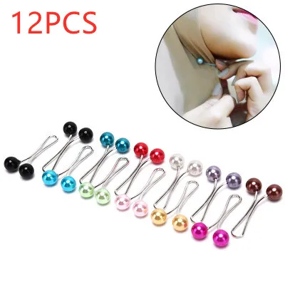 2021 12pcs/lot Drop Pearls Muslim Women Shawl Scarf Lady Scarves Hijab Clips Pearl Brooch Pins Pin dropshipping
