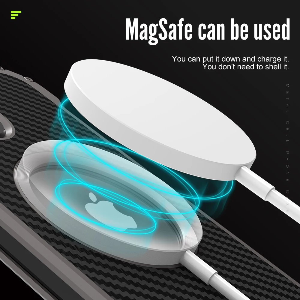 Металлический чехол с поддержкой беспроводной зарядки для iPhone 13 12 Pro Max, мини-чехол, Защита камеры, противоударный чехол для телефона, оболоч...