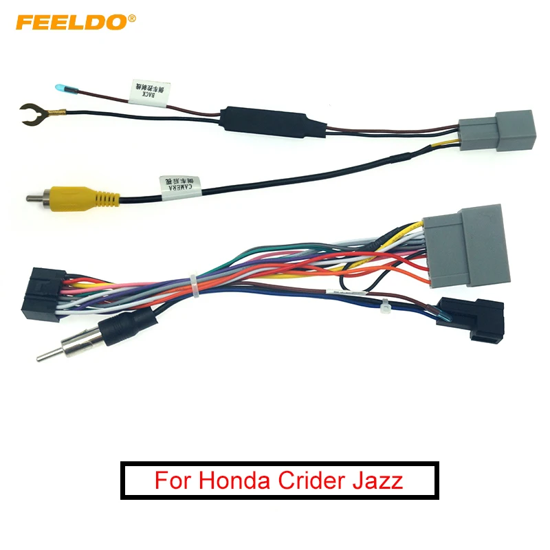 Автомобильный 16-контактный жгут проводов FEELDO для Honda Crider Jazz, стереоустановка на вторичном рынке, адаптер провода питания