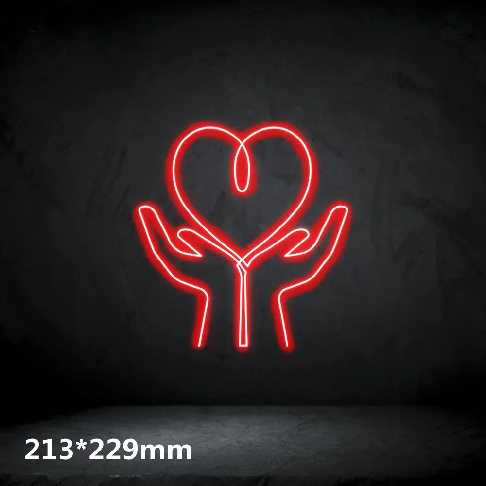 Фото Светодиодная неоновая вывеска Winbo Heart, акриловый прозрачный ночник для декора комнаты, настенная подвеска для вечеринки, ресторана, магазина №3