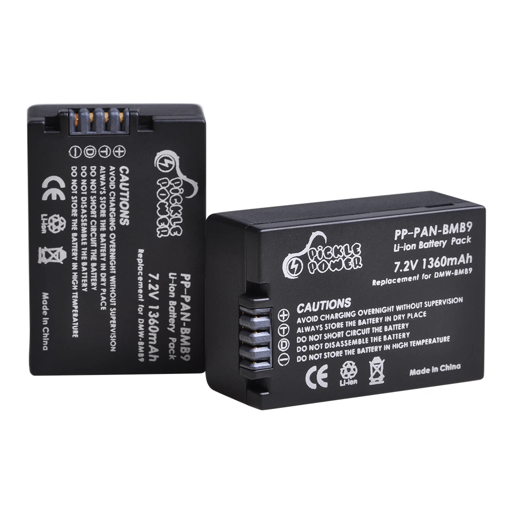Двойное зарядное устройство со светодиодной подсветкой для аккумулятора Panasonic Pickle DMW-BMB9 DMW-BMB9E DMC-FZ40K, FZ45K, FZ47K, FZ48K, FZ60, FZ70, FZ100, FZ150