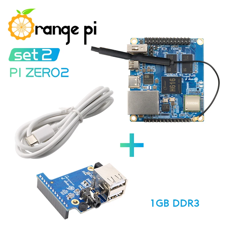 Orange Pi Zero 2 1 Гб + плата расширения + кабель Type-C, Allwinner H616, запуск Android 10,Ubuntu, один компьютер Debian OS