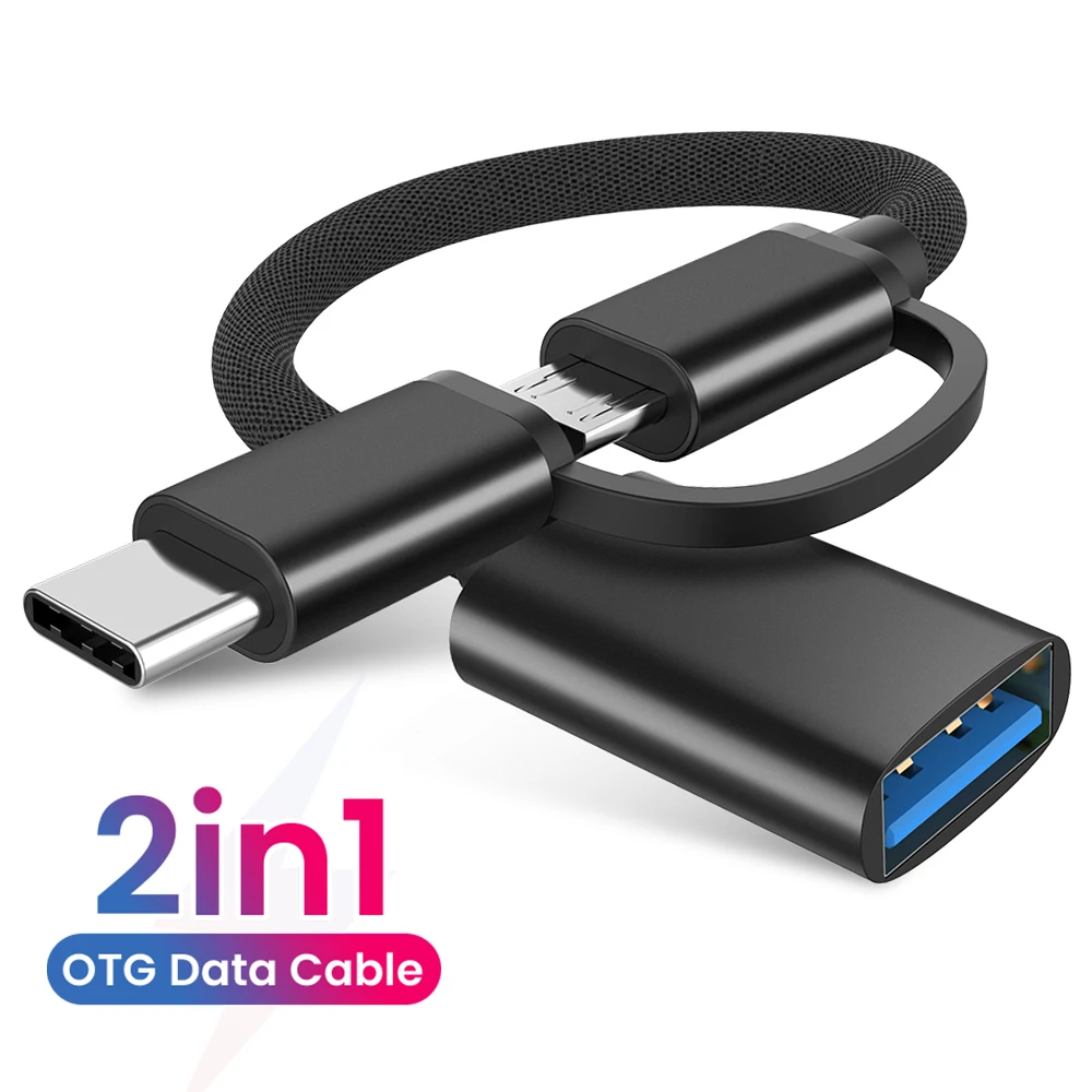 Фото Новый Кабель-адаптер C-type micro USB на USB 3,0, адаптер-конвертер для Samsung 2 в 1, нейлоновый плетеный кабель для передачи данных №1