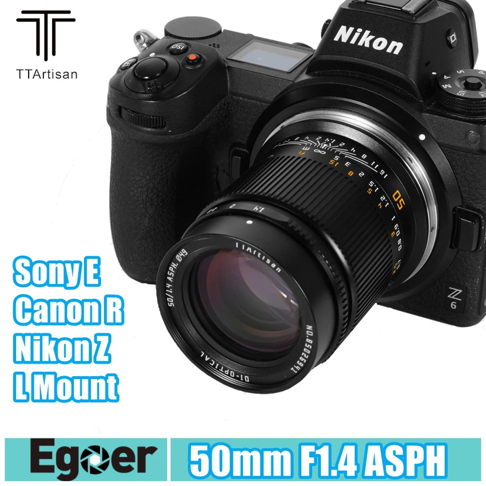 TTArtisan 50 мм F1.4 ASPH Полнокадровый ручной фокусный объектив для камер Sony E /Nikon Z /Canon R /Sigma Leica Panasonic L Mount