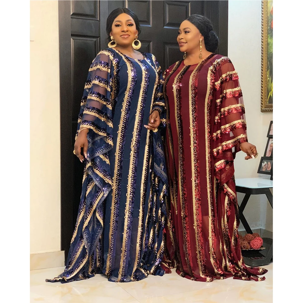 Фото African Dress For Women Sequins Maxi Dashiki Dubai Abaya Turkiesh Kaftan Moroccan Caftan Musim Hijab Dress Gown Africa Clothes №2