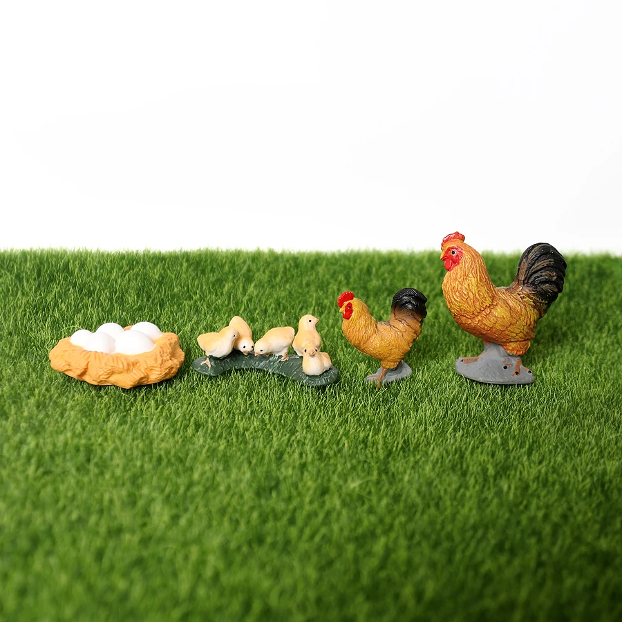 Фото Имитация птицы цикл роста цыплят гусиная курица петух жизненный цикл модель фигурки Обучающие, развивающие игрушки для детей №2