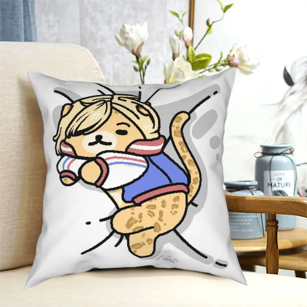 Фото Неко Atsume на льду сонный Yurio квадратная подушка чехол полиэстер подушка в виде Kawaii Cat игра Китти коллектор Новинка накидки на подушки №4