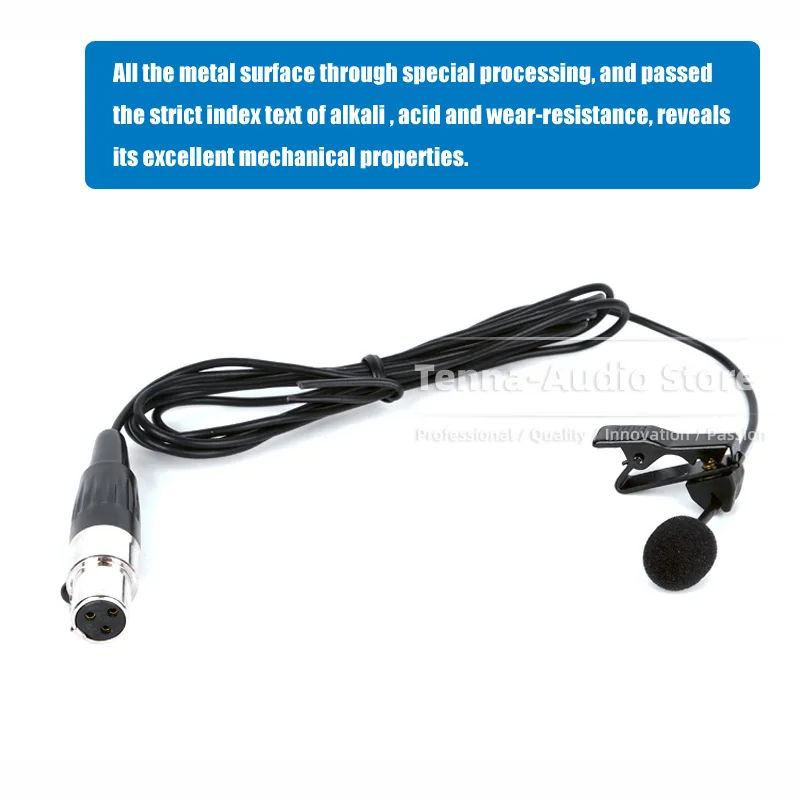 Фото Петличный микрофон TA3F Mini XLR, 3 контакта, зажим для галстука, для AKG PT40 PT45 PT60 PT4500 DPT700, беспроводная система, нагрудный микрофон №4