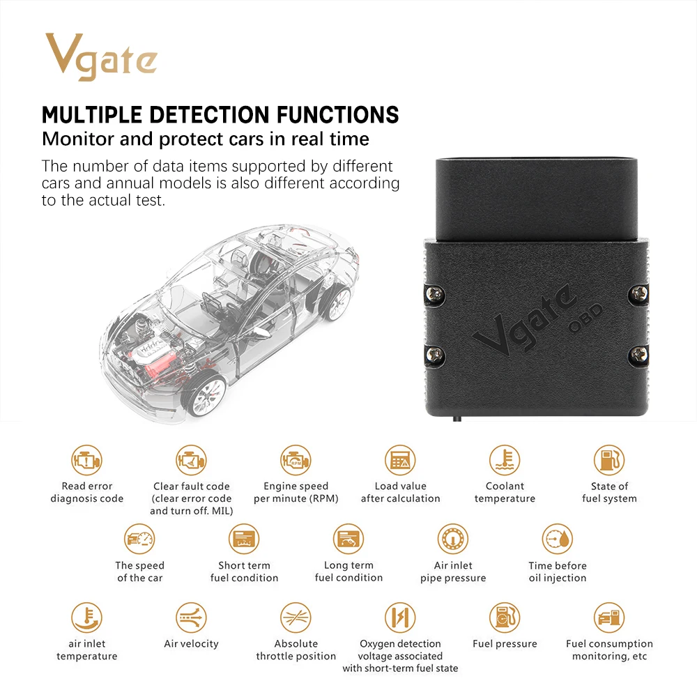 Фото Оригинальный Vgate vLinker MC + ELM327 Bluetooth 4,0 OBD 2 OBD2 ELM 327 wifi автомобильный диагностический сканер для IOS Android автоматический инструмент №2