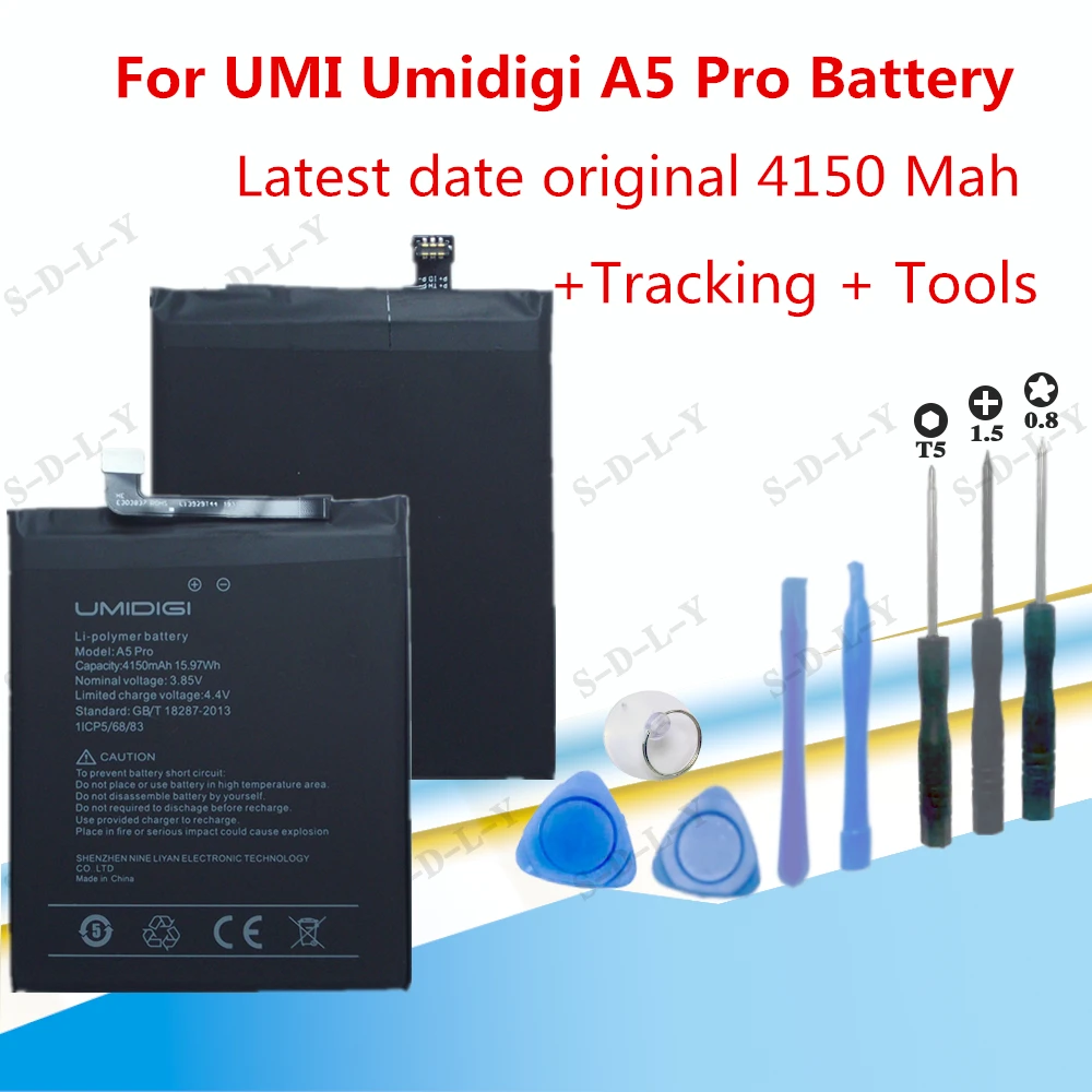 UMI Umidigi A5 Pro Аккумулятор 4150 мАч 100% Новые запасные части Аксессуары для телефона аккумулятор + отслеживание + Инструменты