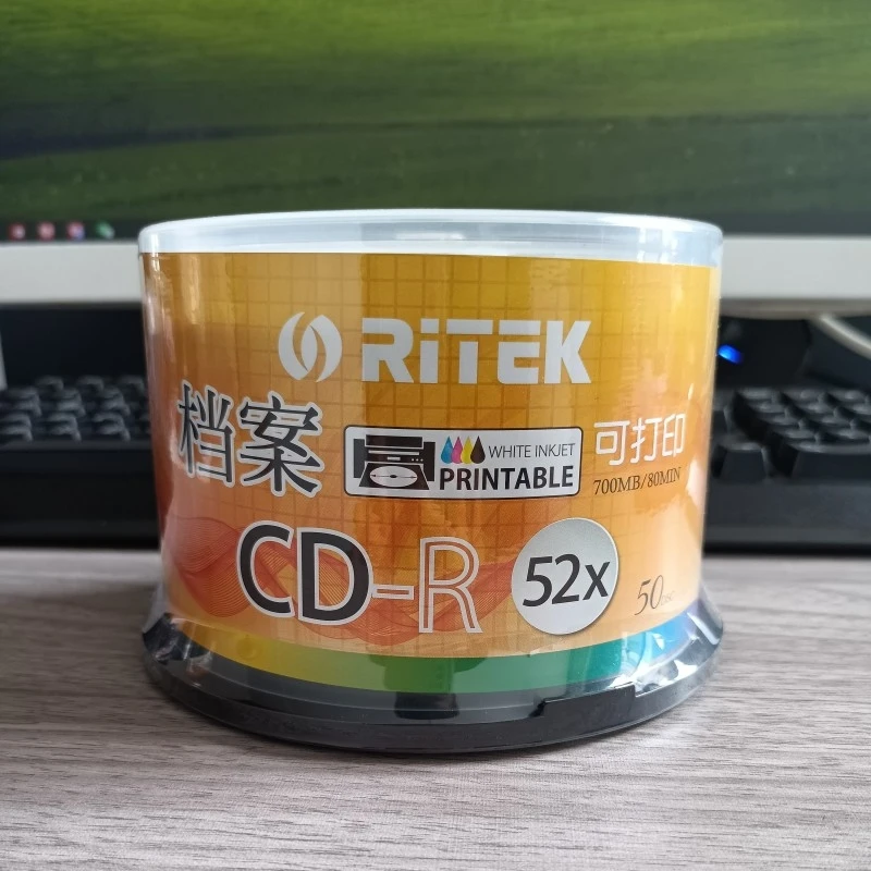 Ritek CD-R пустые диски записываемые 700 Мб 80 мин 52X 50 дисков для печати Бесплатная доставка