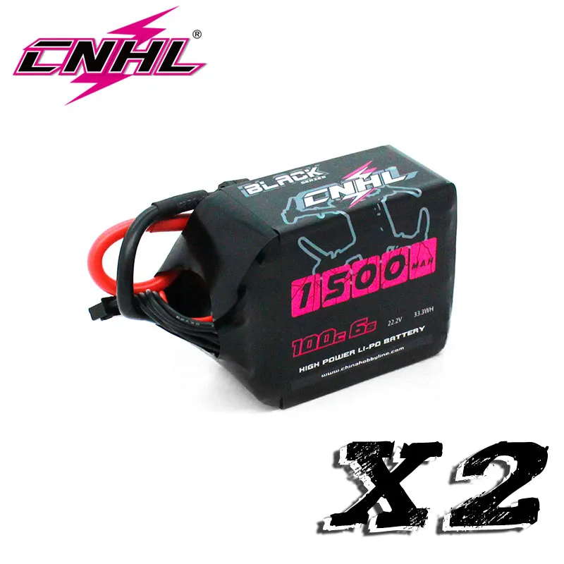 Фото 2 шт. CNHL Lipo 6S 22,2 в 1500 мАч батарея 100C черная серия с разъемом XT60 для самолета FPV квадрокоптера вертолета №1