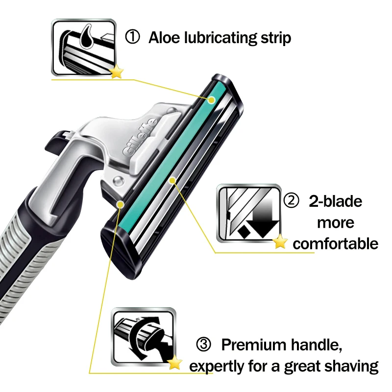 Фото Gillette Vector 2 двухслойные бритвенные лезвия 1 бритвенная ручка + 10 бритвенных лезвий для мужчин бритва для бороды №3
