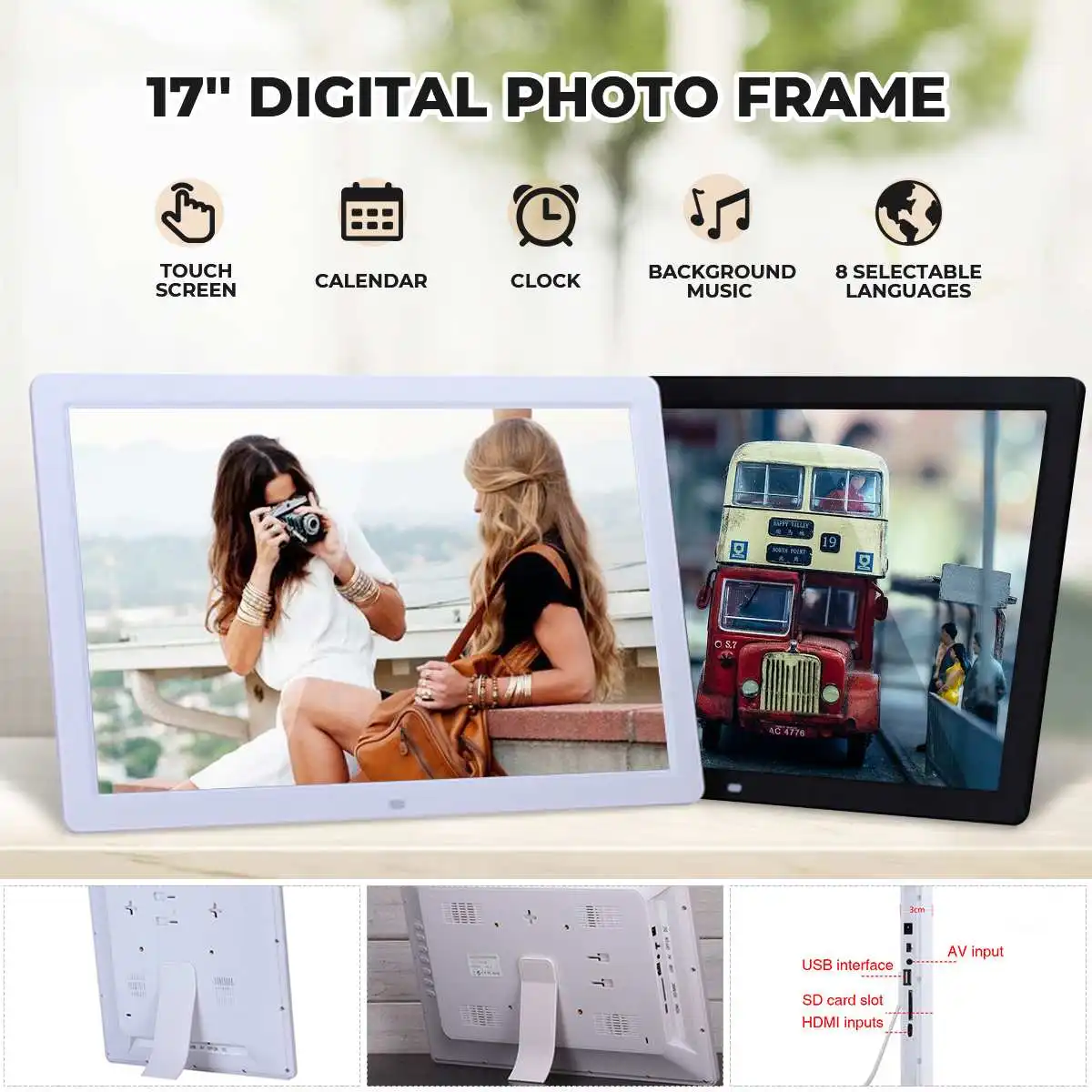 17 дюймов светодиодная подсветка HD 1440*900 полнофункциональная цифровая фоторамка электронный альбом цифровая фотография Музыка Видео хороши...