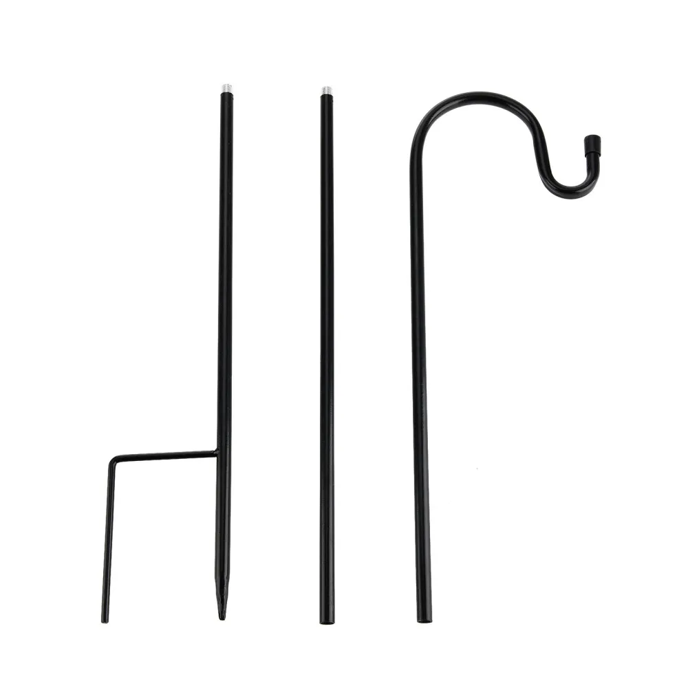 Iron Hook Lamp Outdoor Hanging Lights Plant Holder Black Adjustable Easy To Install And Store Height 120cm Shepherd Hooks