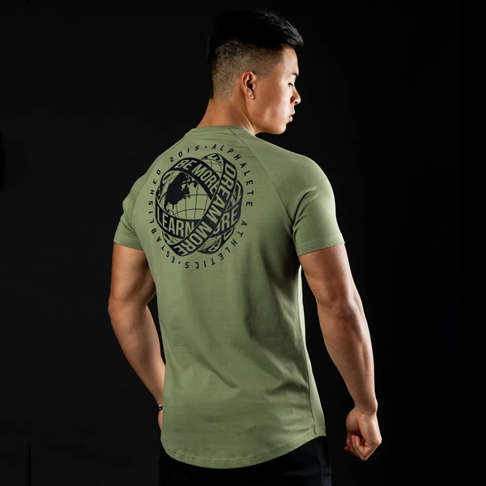 Kaus Cetak Kasual Musim Panas Kaus Lengan Pendek Katun Pria Gym Fitness Binaraga Olahraga Kaus Ketat Atasan Pakaian латикан