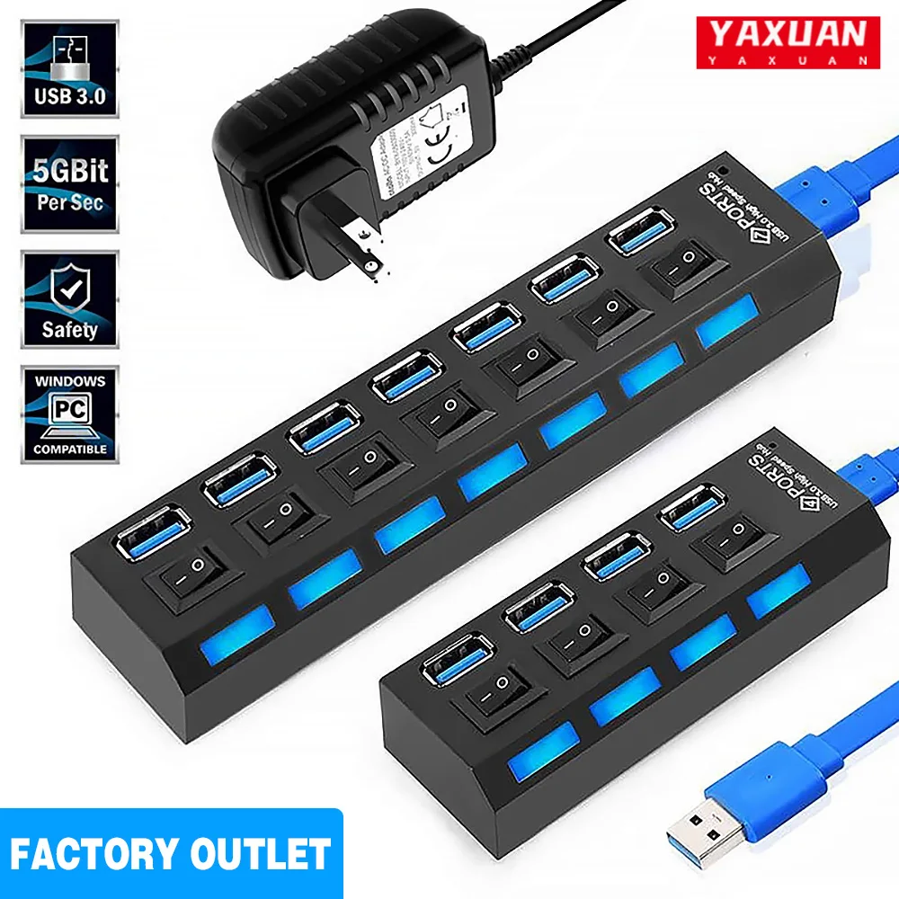 USB-разветвитель с 4/7 портами и выключателем