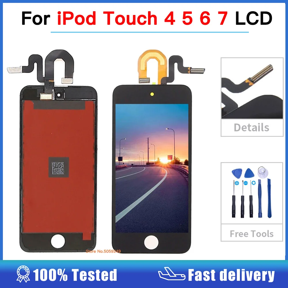ЖК-дисплей для iPod Touch 4 5 6 7, ЖК-кодирующий преобразователь сенсорного экрана в сборе для iPod Touch 5, 6, 7, Замена ЖК-экрана + Инструменты