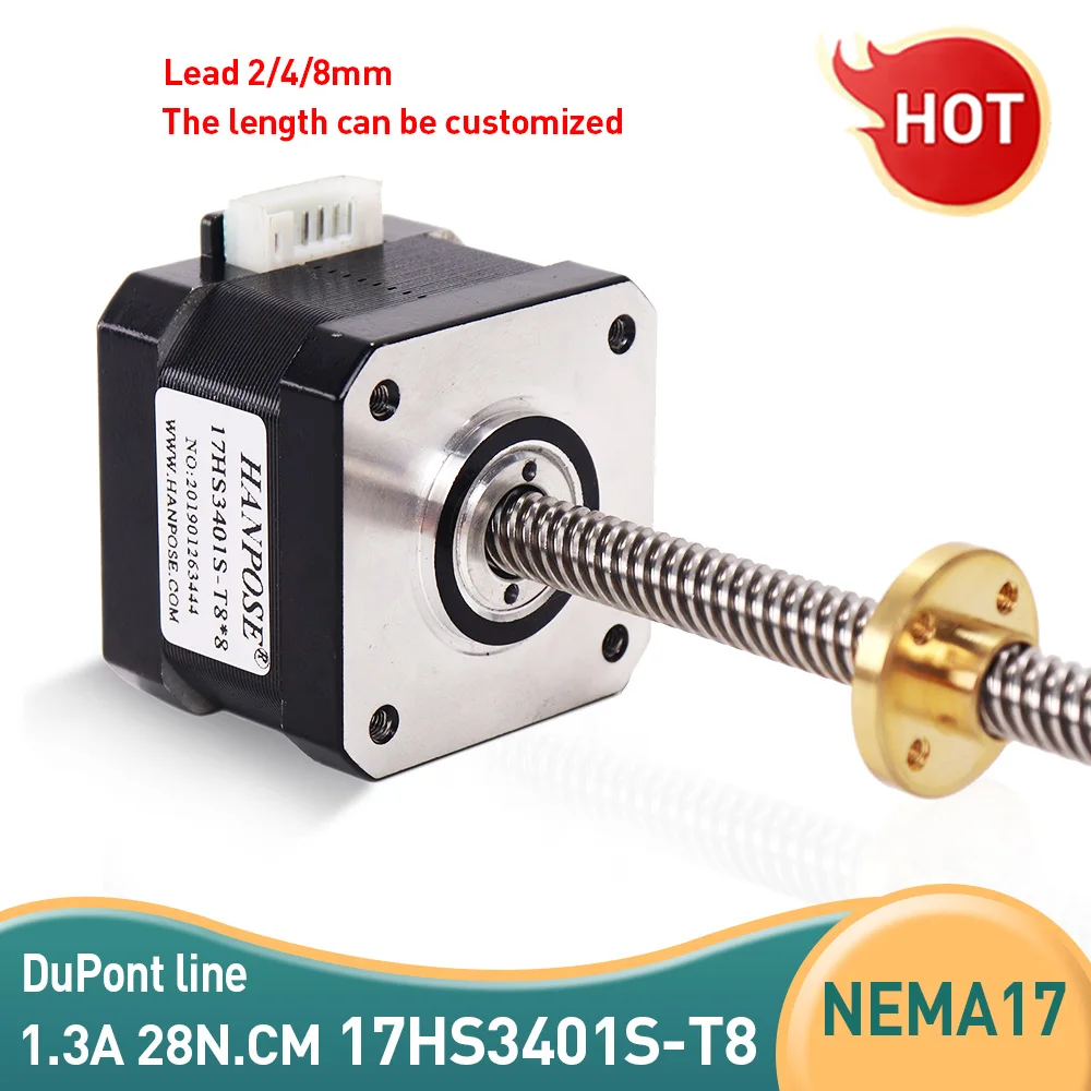 Винт nema17 17HS3401S-T8 L310 350 мм шаговый двигатель лазерного и 3D-принтера с латунной гайкой для ЧПУ CE ROSH ISO