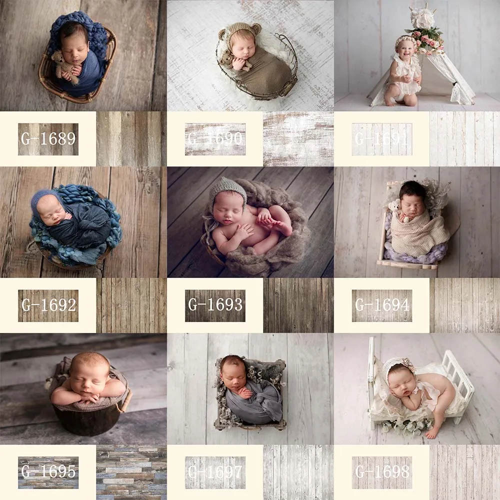 Mocsicka Wood Floor for Newborn Photography Backdrops Baby Birthday Baptism Photo Shoot Kids Cake Smash Background Studio Props