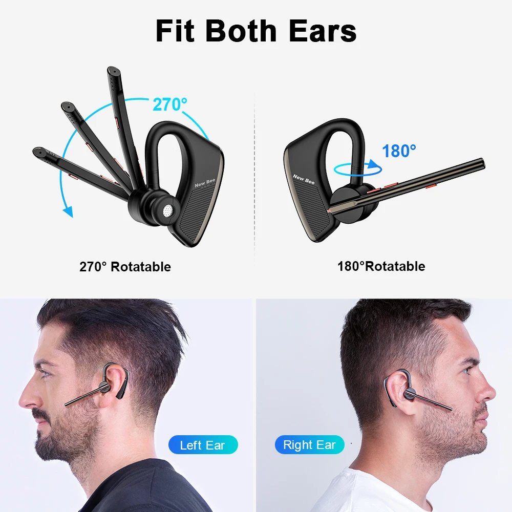 Фото Новые беспроводные Bluetooth-наушники Bee M50 M51, деловые наушники с двойным микрофоном, гарнитура громкой связи №4
