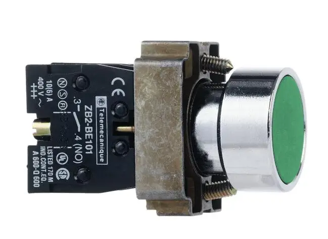XB2BA31 XB2BA31C = ZB2BZ101C + ZB2BA3C Зеленая кнопка Ø 22-пружинный возврат-1NO