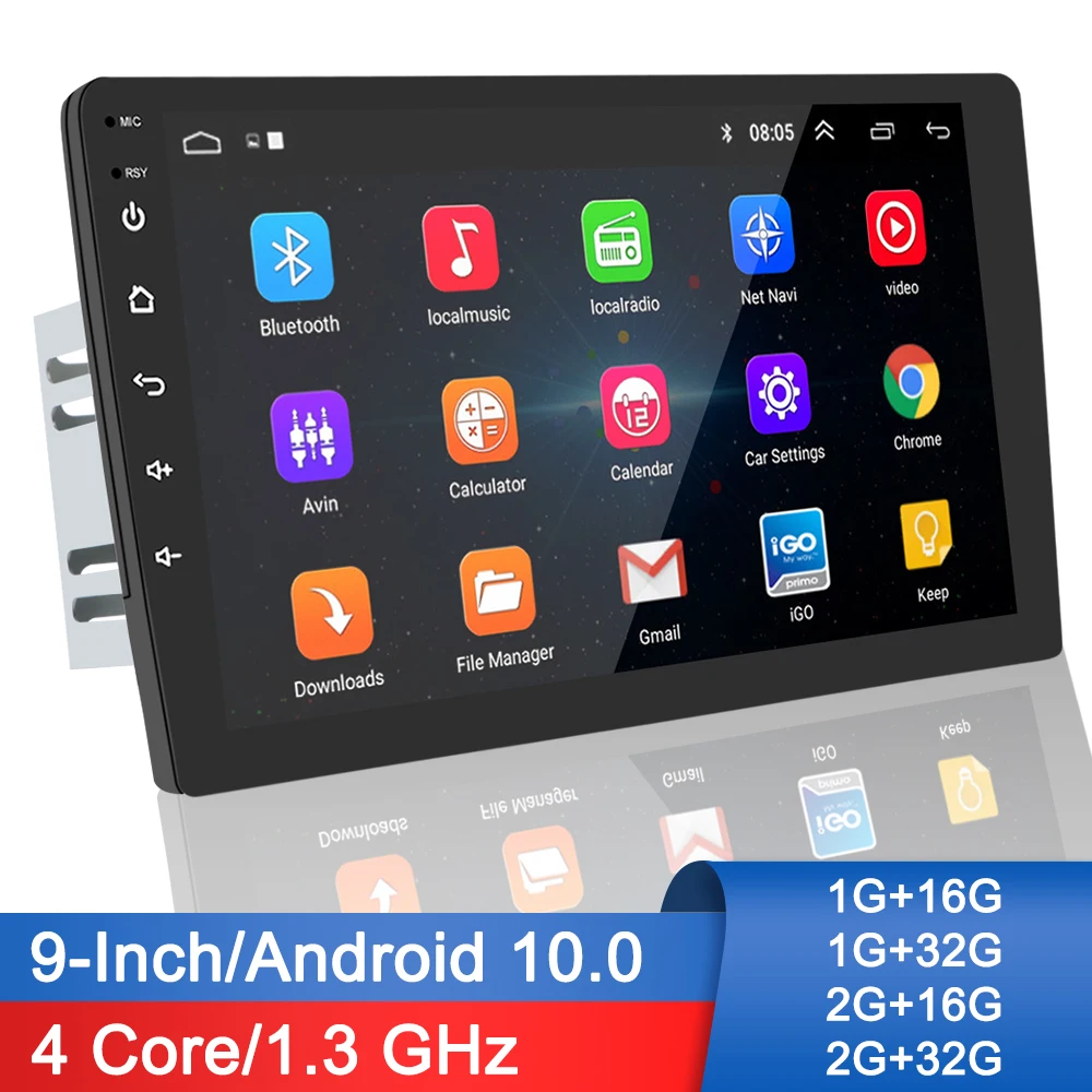 Универсальный Автомобильный мультимедийный плеер 2 Din, Android 10,0, GPS, Wi-Fi, Bluetooth, 4 ядра, 1 ГБ/2 ГБ, 9-дюймовый автомобильный радиоприемник