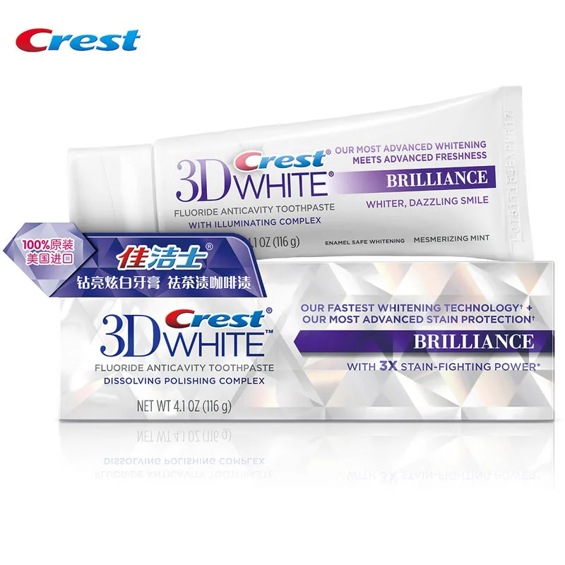 Фото Зубная паста 3D White Crest, отбеливающая фтористая антиполостная Комплексная слюда с мятным вкусом №2