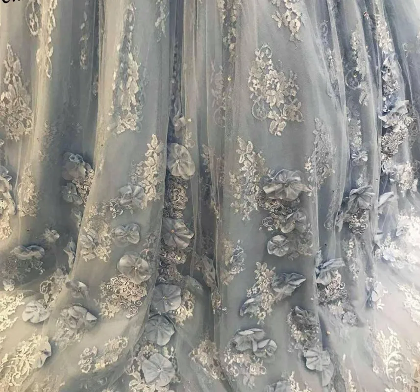 Фото Новое поступление, темно-синее платье Quinceanera, 2025 г., милое пышное платье с цветочным принтом и бисером, с открытой спиной, длинное милое платье 16, одежда №3