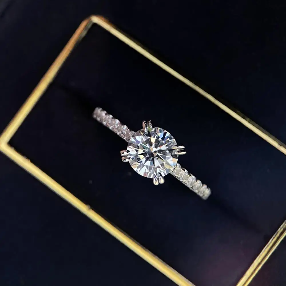 Кольцо HOYON Love, 50 точек, импортное кольцо Moissanite с высокоуглеродистым бриллиантом, блестящее яркое кольцо с четырьмя когтями