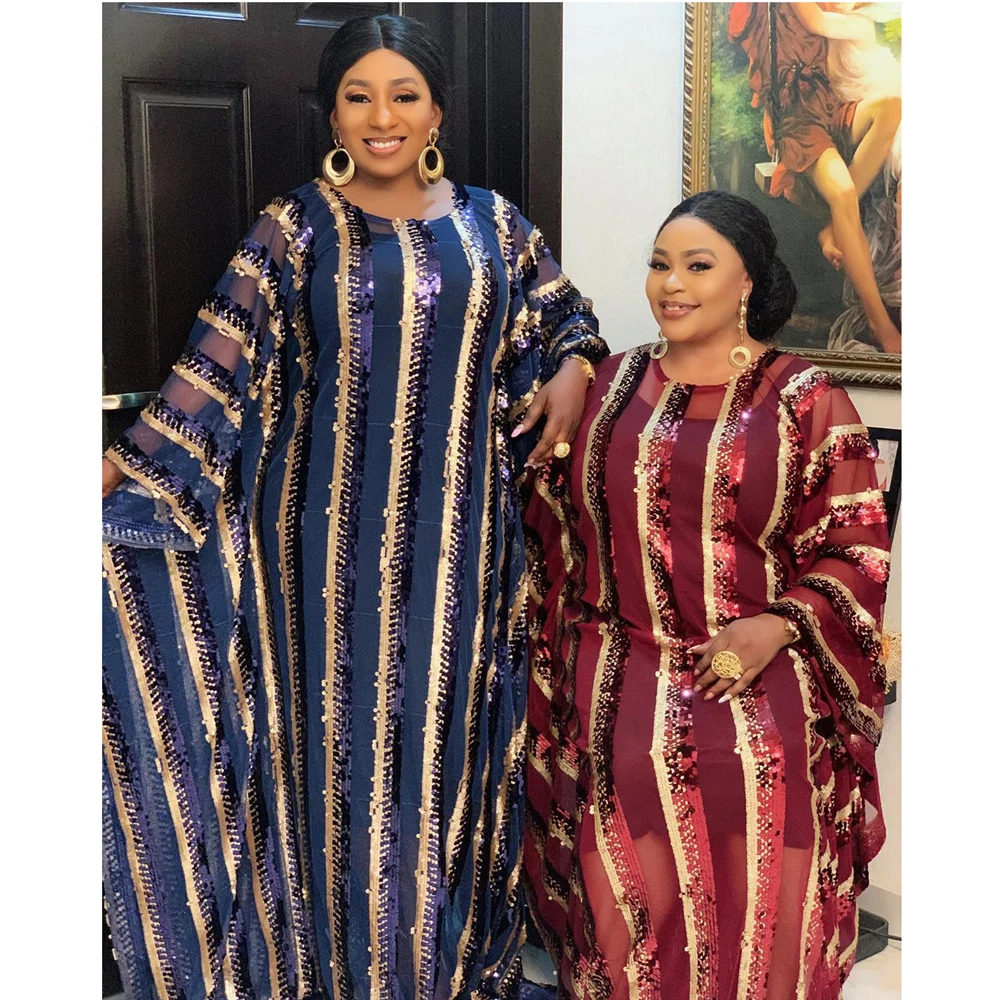 Фото African Dress For Women Sequins Maxi Dashiki Dubai Abaya Turkiesh Kaftan Moroccan Caftan Musim Hijab Dress Gown Africa Clothes №3