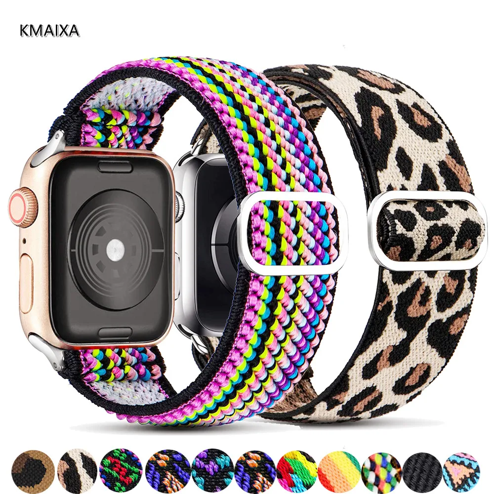 Ремешок scruntie для Apple watch band 44 мм 42 мм 40 мм 38 мм 45 мм 41 мм, эластичный богемный соло-браслет для iWatch 3 4 5 se 6 7