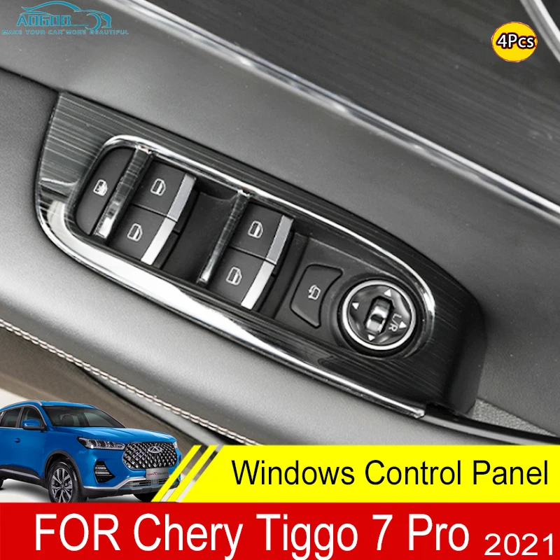 Для Chery Tiggo 7 Pro 2021 2020 крышка переключателя окна автомобиля панель управления отделка пленка внутреннее украшение салонные аксессуары из нержавеющей стали