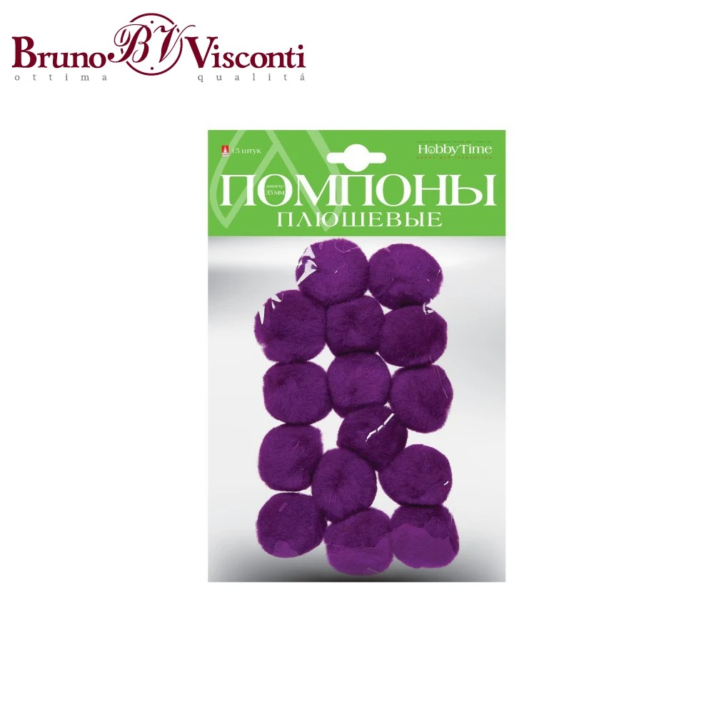 Помпоны плюшевые, 35 ММ, 15 ШТ, ФИОЛЕТОВЫЕ 2-252/09 BRUNO VISCONTI