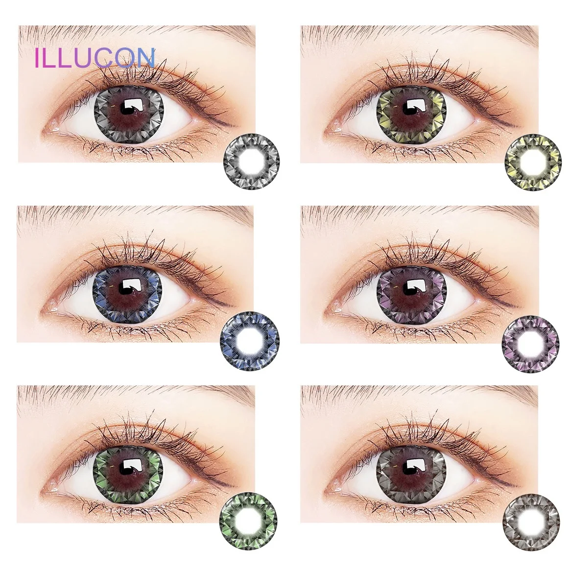 Фото ILLUCON 2 шт./пара Цвет контактные линзы для глаз Цвет ed косметический мягкий большой Диаметр связаться с нами по рецепту блестящей серии №1