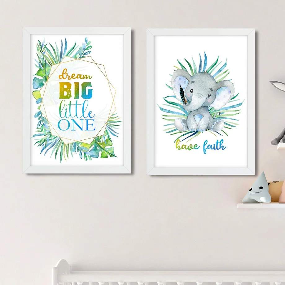 Bl눈 nnewe Elefant Maus Große Zitieren Nordic Poster Und Drucke Wand Kunst Leinwand Malerei Wand Bilder Junge Mädchen Kinder Z
