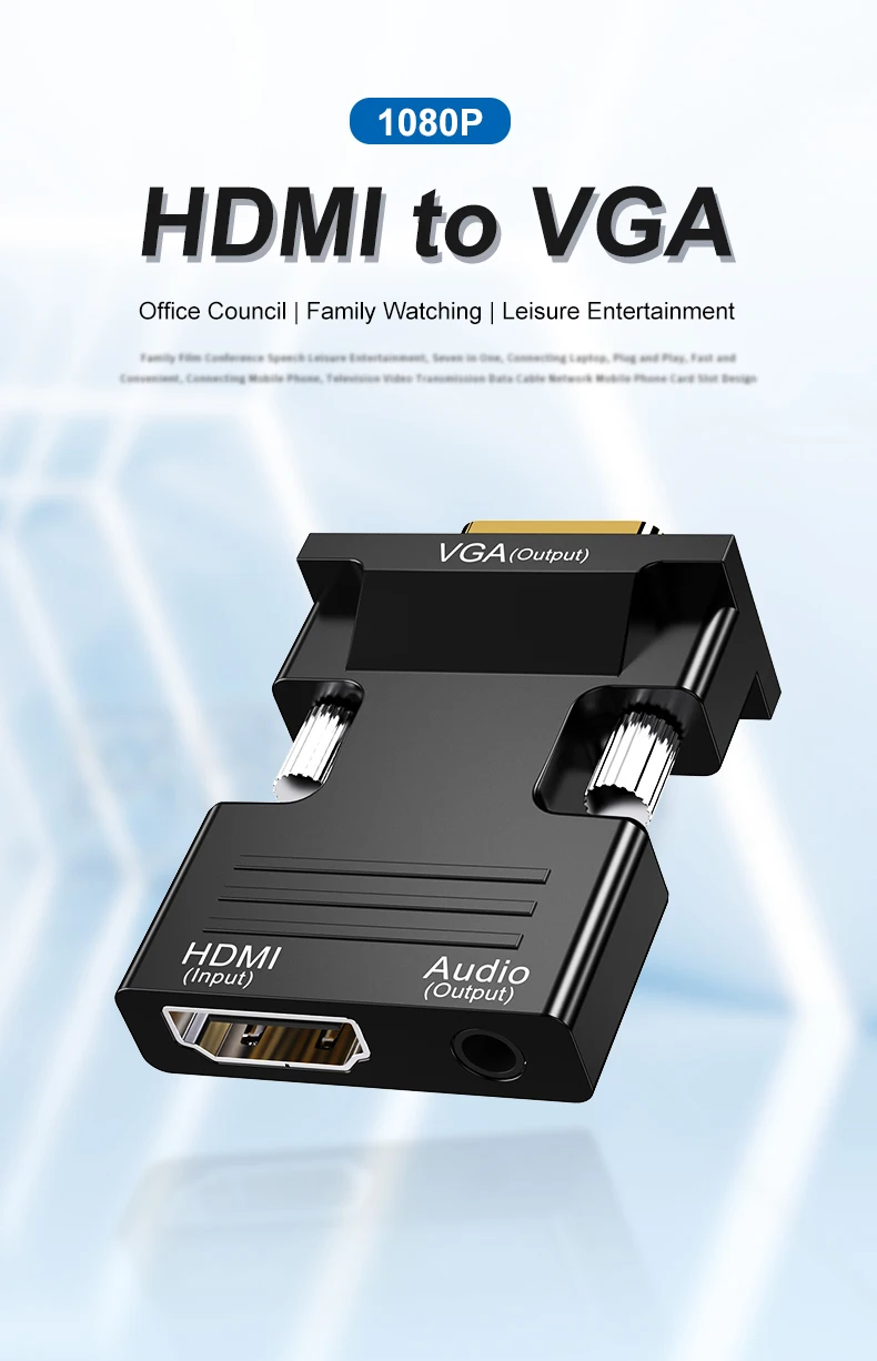 Hdmi-f коммерчески совместимое для vga macho, адаптер 3,5 мм, адаптер для мобильного телефона 1080p, портативный ТВ-монитор, разрабольный