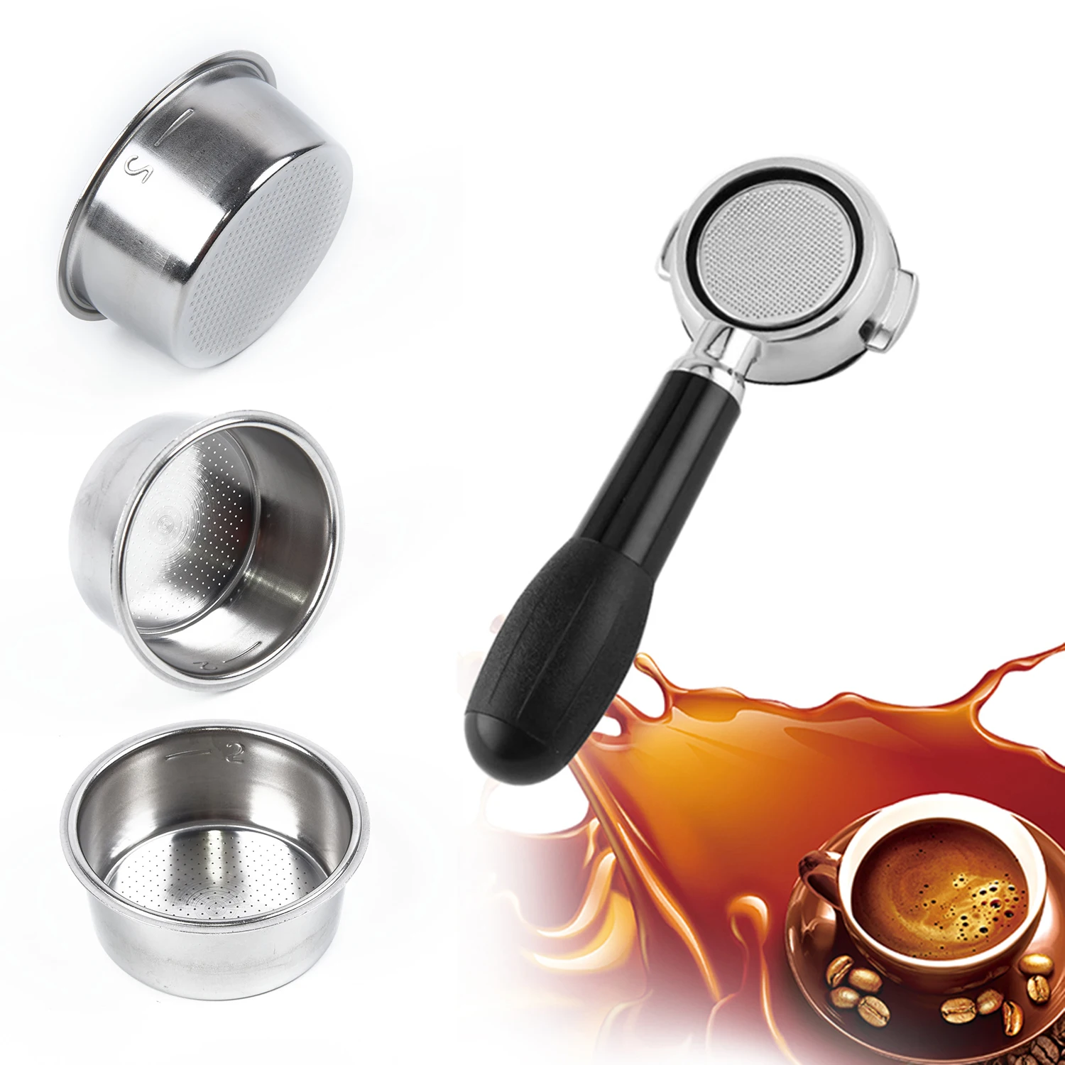 Серебряная кофейная чашка с фильтром без давления для Breville Delonghi Krups 2, чашка 51 мм, фильтрующая корзина, продажа, новейшая Совершенно новая