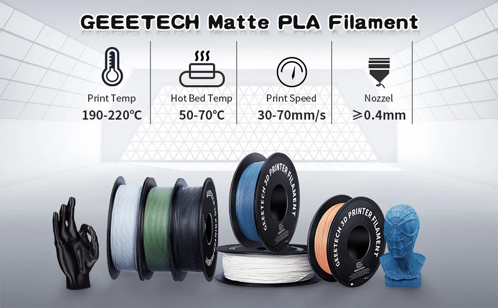 Geeetech матовая нить PLA 1,75 мм 1 кг катушка (2.2lbs), материал 3D-принтера Полимолочная кислота, матовая текстура, вакуумная упаковка (art.: 3920bf3bbc8b1) - 3920bf3bbc8b1