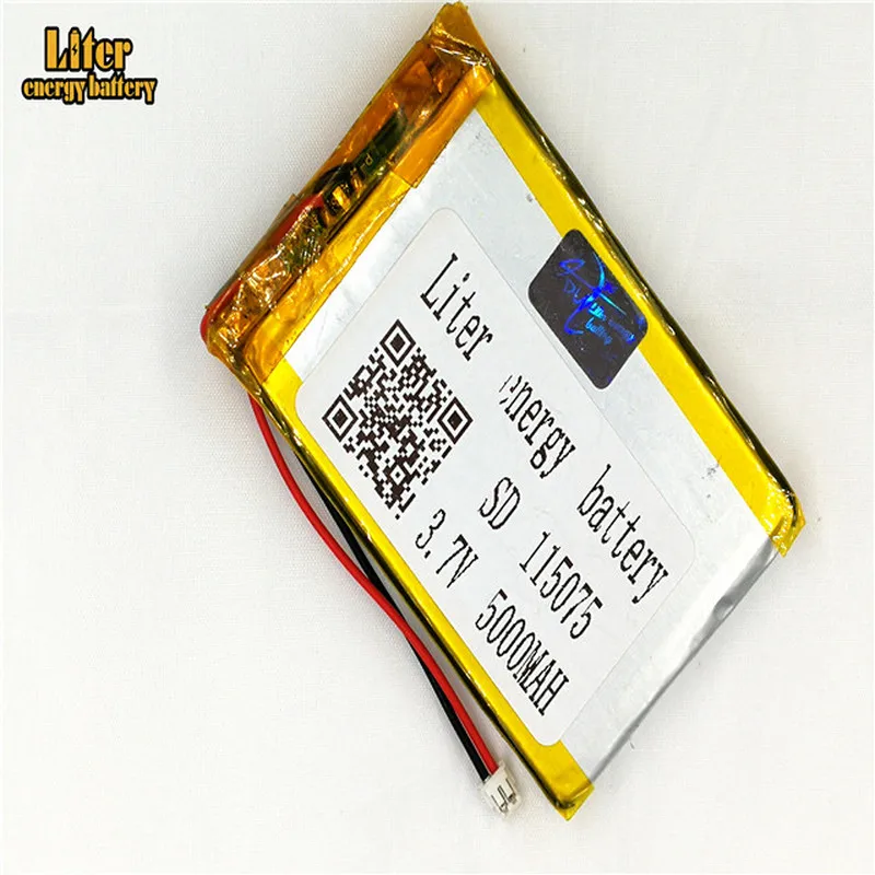1,5 мм 2pin разъем 115075 5000mah 3,7 V перезаряжаемая литий-полимерная батарея для смартфона