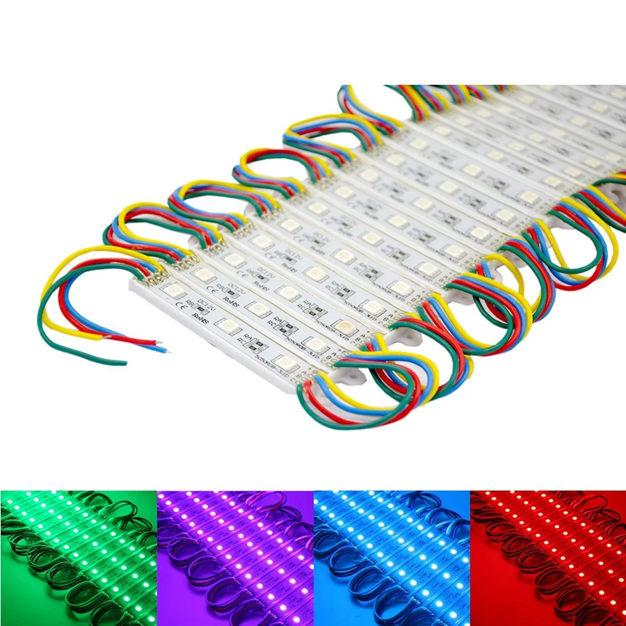 600 шт. DC12V 5050 светодиодный модуль RGB управления цветами 3 светодиода на чип водонепроницаемый 20 шт. на веревку 12 В для коробки рекламной платы