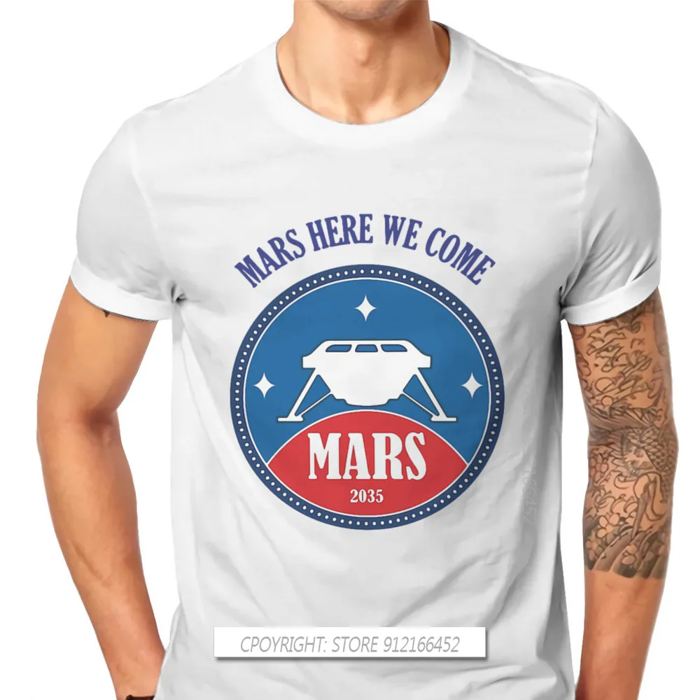 Мужская футболка с графическим принтом Mars Perseverance Rover, Повседневная футболка оверсайз с круглым вырезом, лето