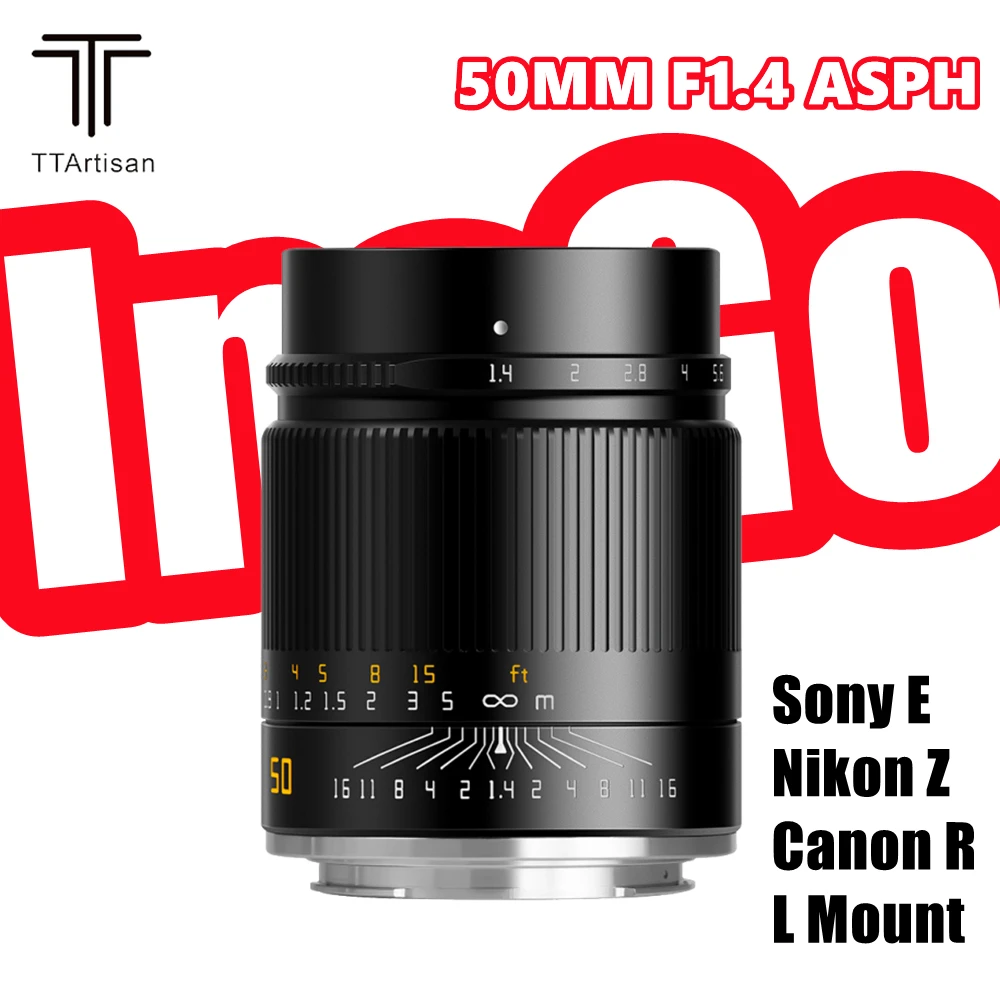 Полнокадровый объектив TTArtisan 50 мм F1.4 ASPH с ручной фокусировкой для камер SonyE /NikonZ /CanonR /Sigma Leica Panasonic L-крепление