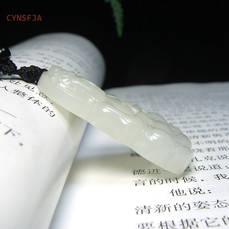 CYNSFJA Новые настоящие редкие сертифицированные натуральные Hetian баранины и жира нефрит счастливые амулеты Гуаньинь нефритовый кулон ручная резьба высокое качество
