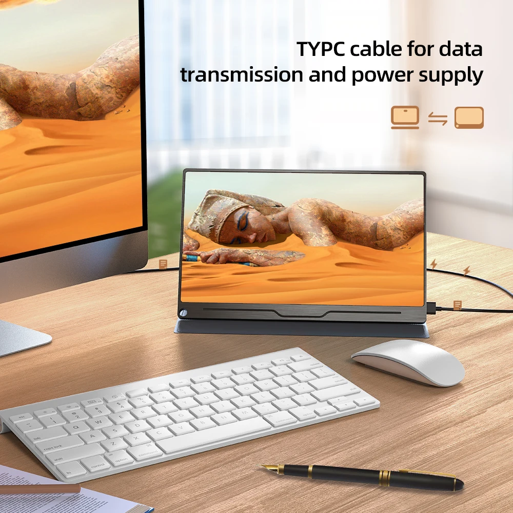Фото Top Utra тонкий портативный ЖК-монитор FHD 1080P 13.3 USB Type C HDMI 75% NTSC для ноутбука, телефона, Xbox PS5 секундный игровой дисплей №3